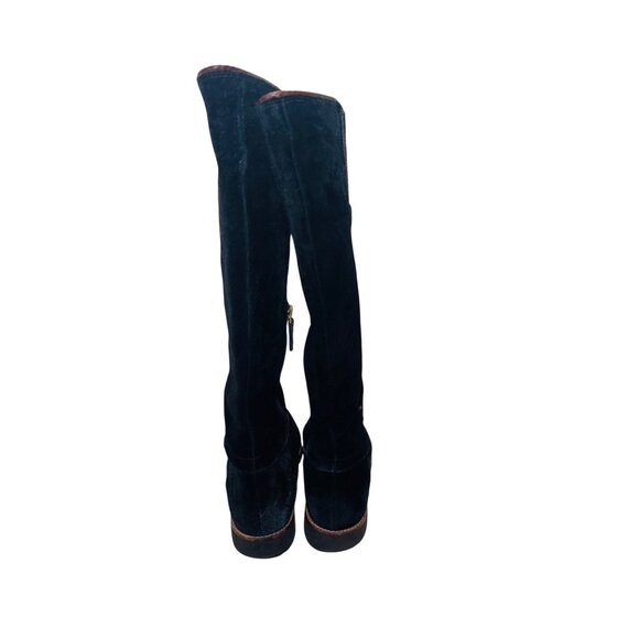 Franco Sarto Black Leather Suede Tall Riding Boots 10 Quiet Luxury Boho Cottage - Picture 6 of 15
